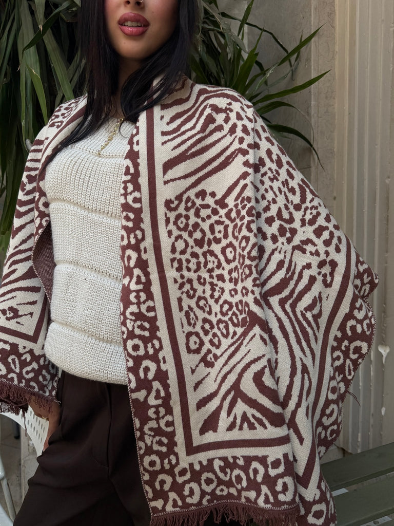 Camel Tiger Knit Scarf - Mii