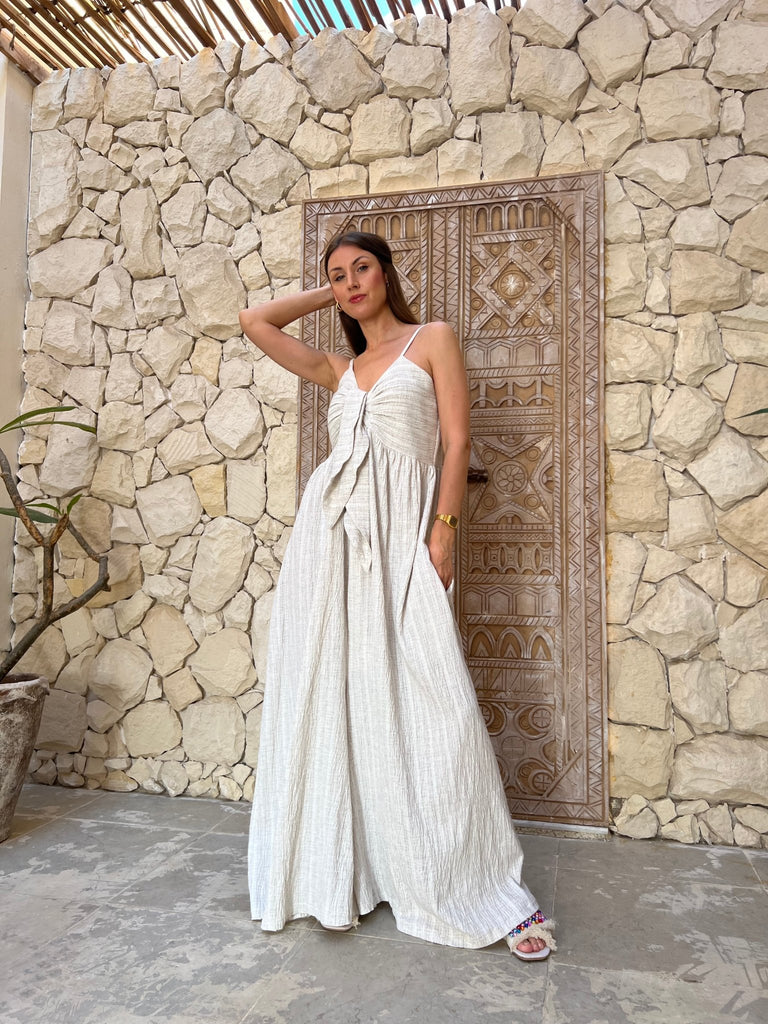 Chalk Beige Linen Jumpsuit - Mii