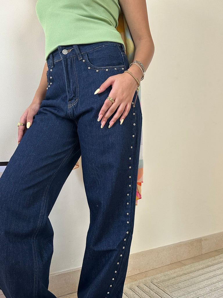 Dark Blue Studs Denim - Mii