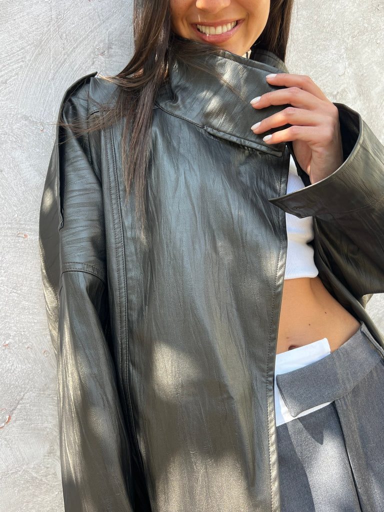 Dark Espresso Brown Leather Jacket - Mii