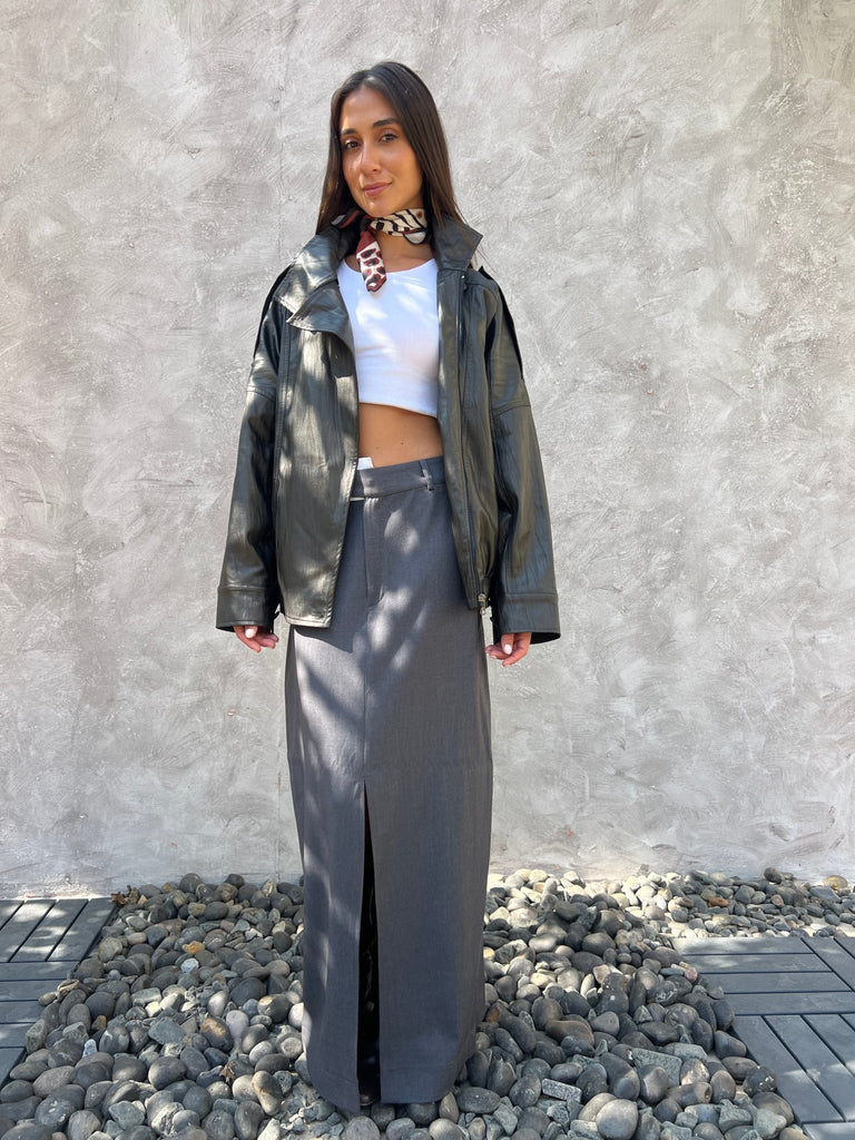 Dark Espresso Brown Leather Jacket - Mii