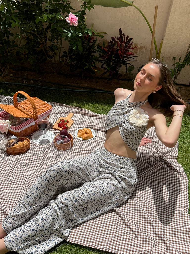 Flowery Wide Leg Pants - Mii