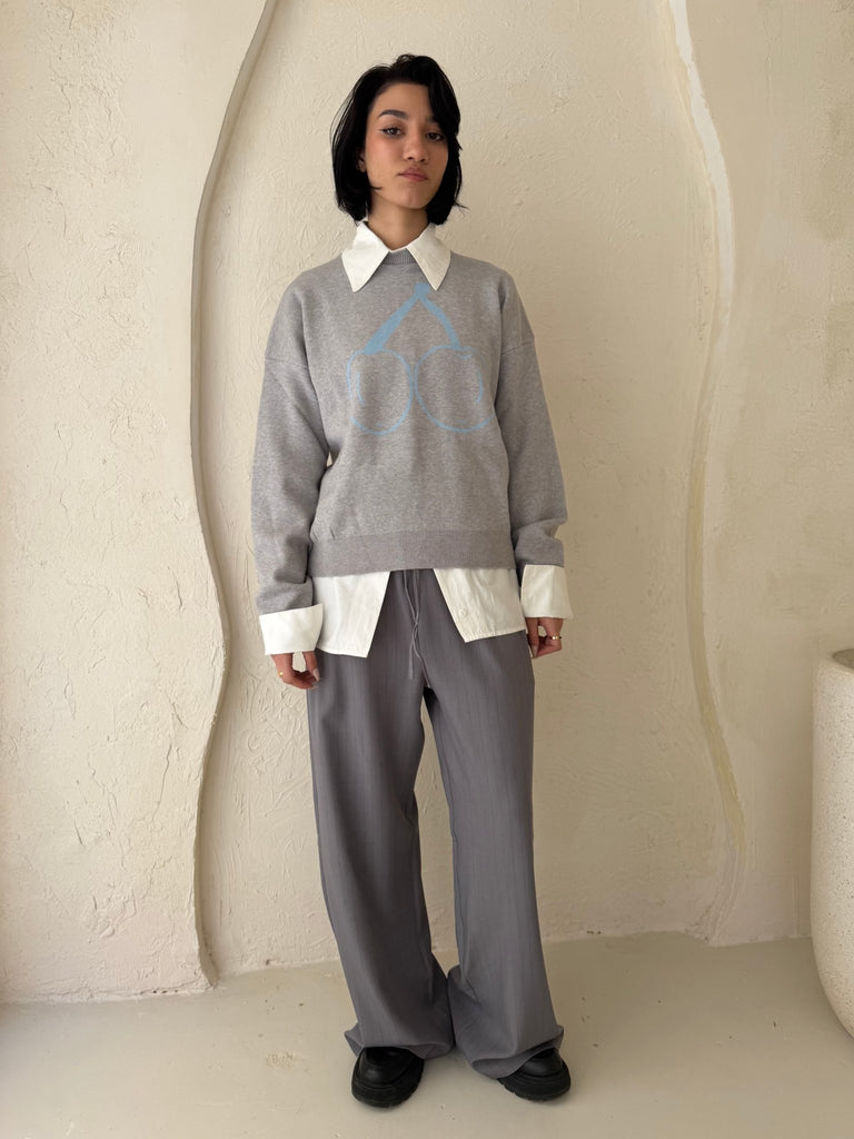 Grey Cherry Knit Pullover - Mii