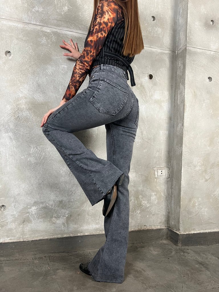 Grey Flared Denim - Mii