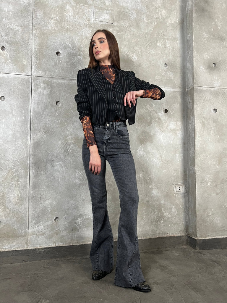 Grey Flared Denim - Mii