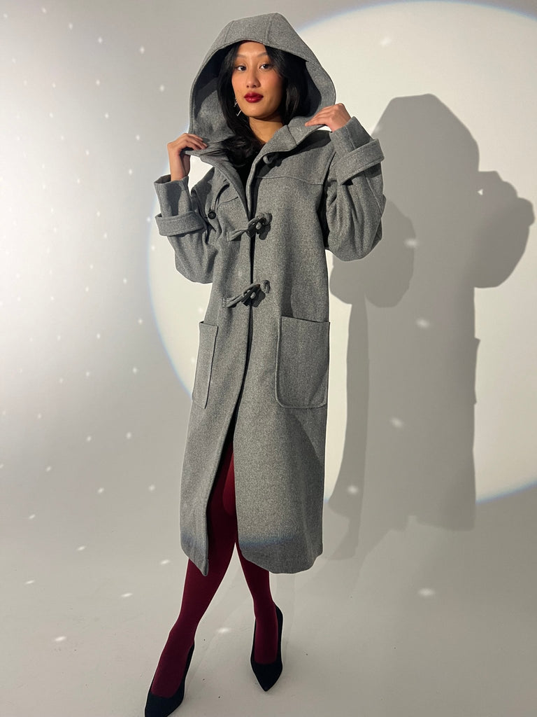 Grey Toggle Long Coat - Mii