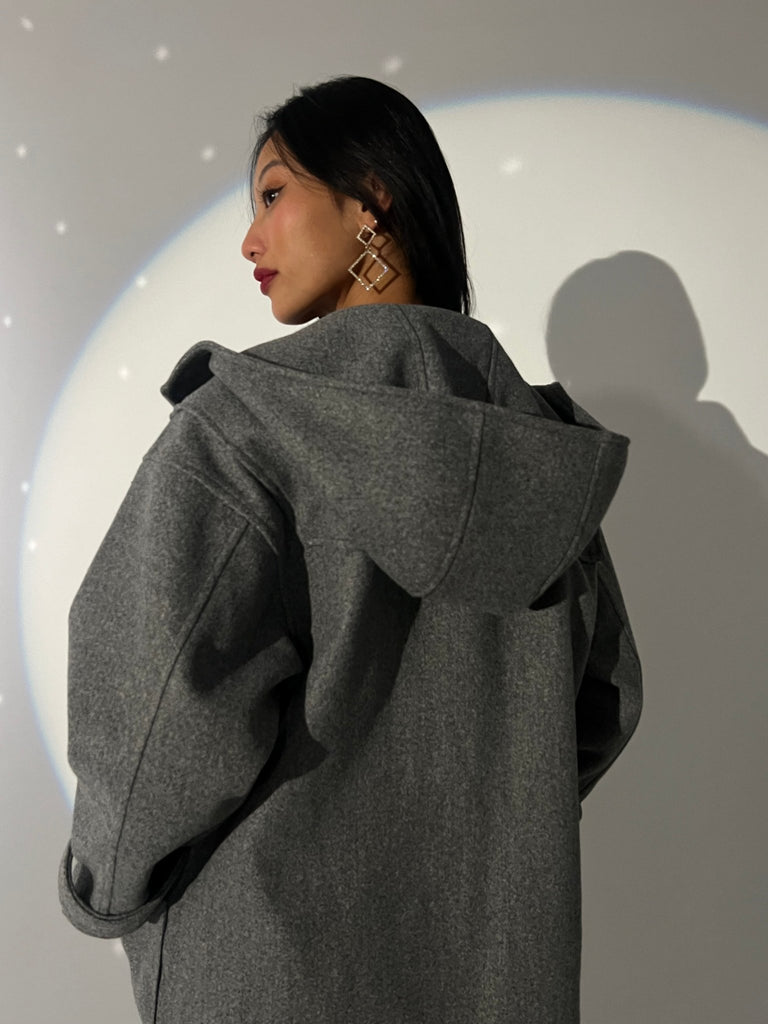 Grey Toggle Long Coat - Mii