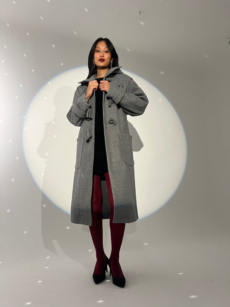 Grey Toggle Long Coat - Mii