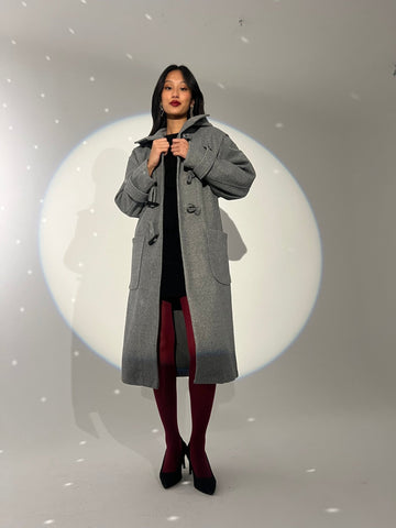 Grey Toggle Long Coat - Mii