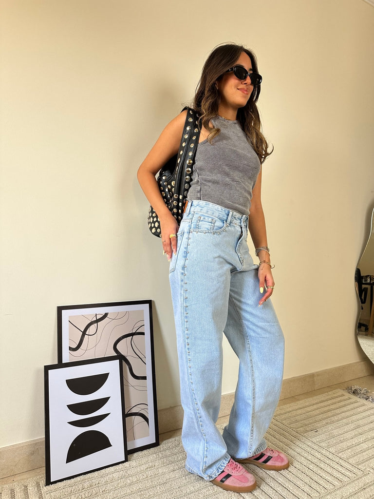 Ice Blue Studs Denim - Mii