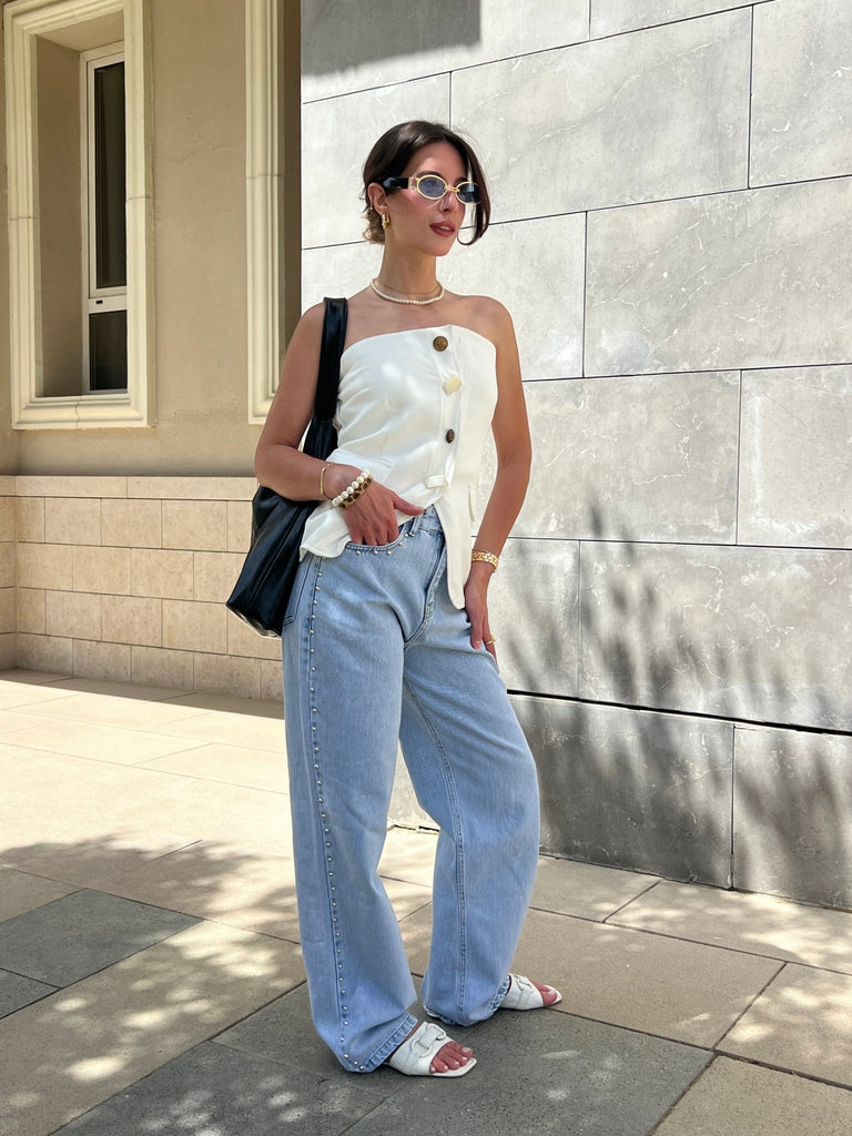 Ice Blue Studs Denim - Mii