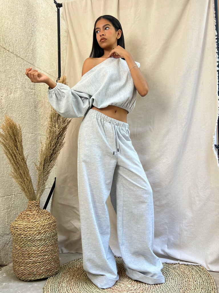 Ice Gray One Shoulder Top - Mii