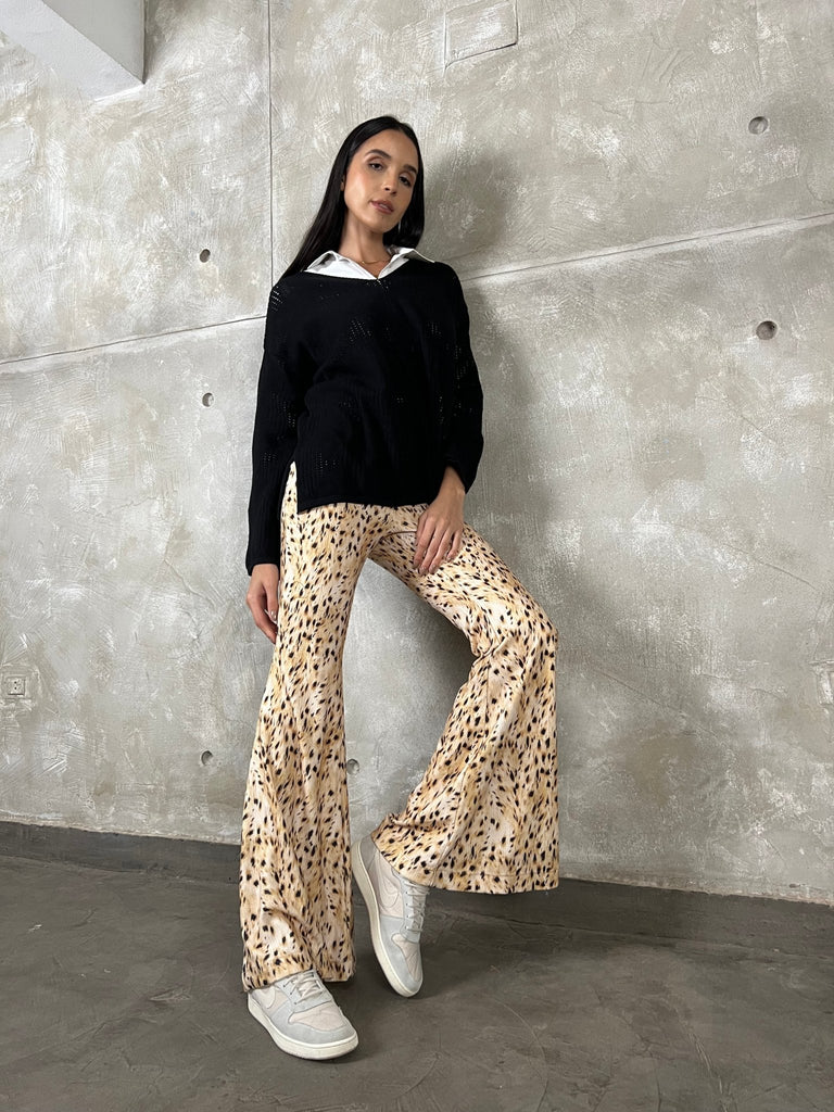Leopard Flared Coduroy Pants - Mii