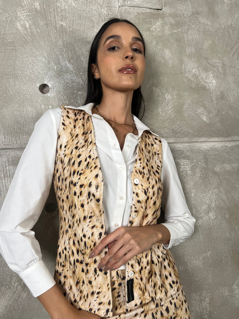 Leopard Tailored Waistcoat - Mii