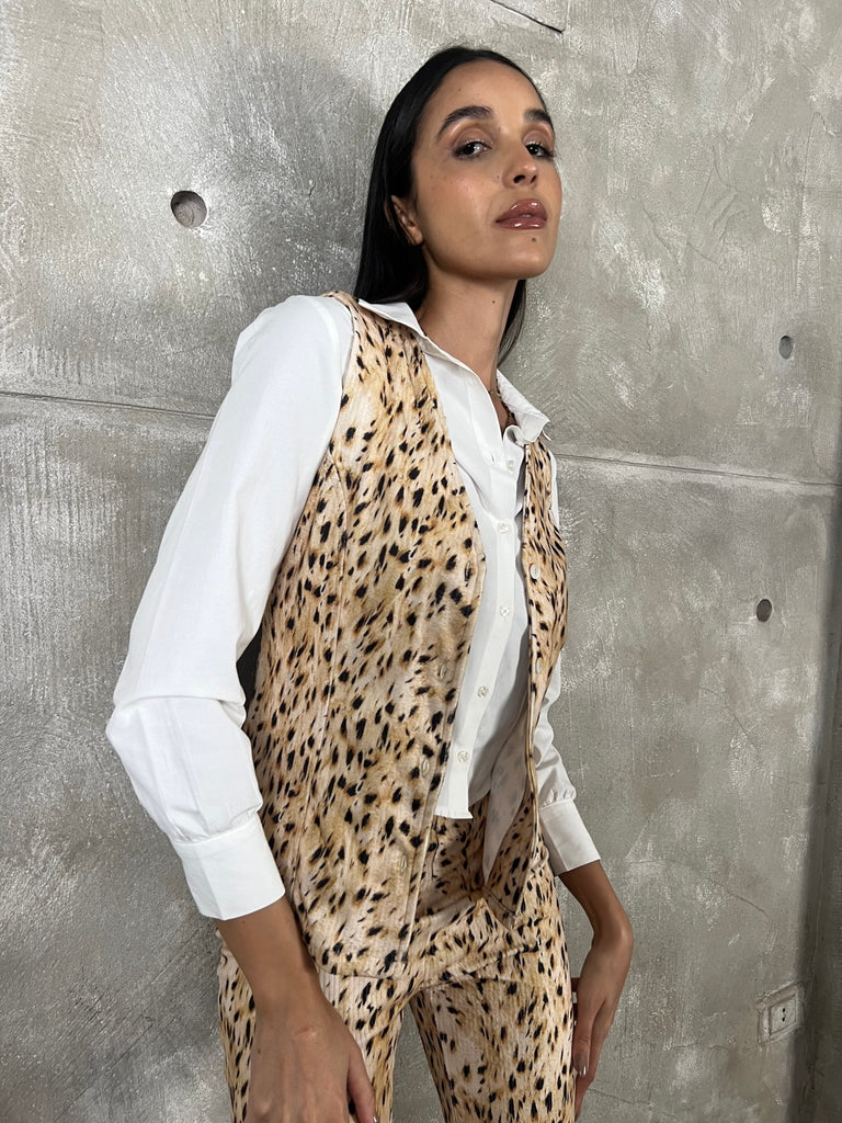 Leopard Tailored Waistcoat - Mii