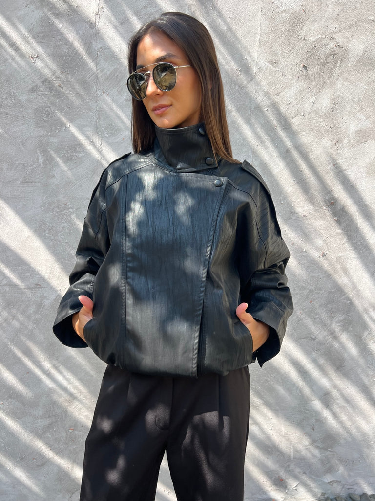 Midnight Black Leather Jacket - Mii