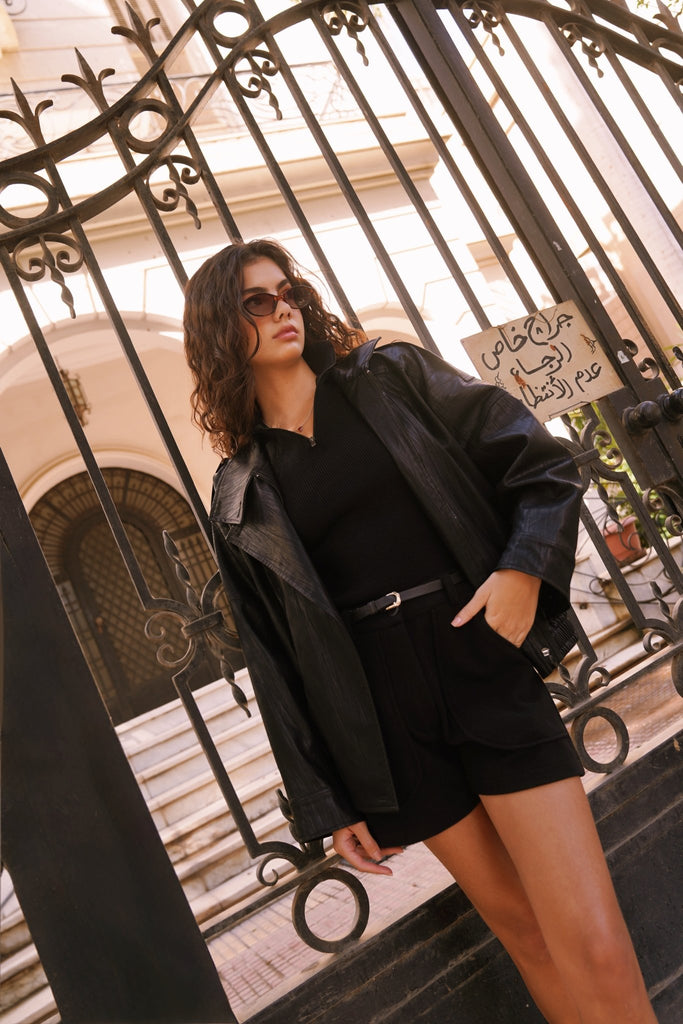 Midnight Black Leather Jacket - Mii