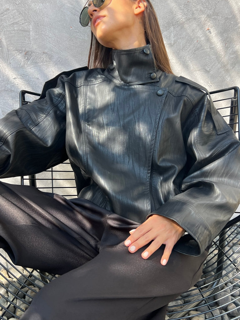 Midnight Black Leather Jacket - Mii