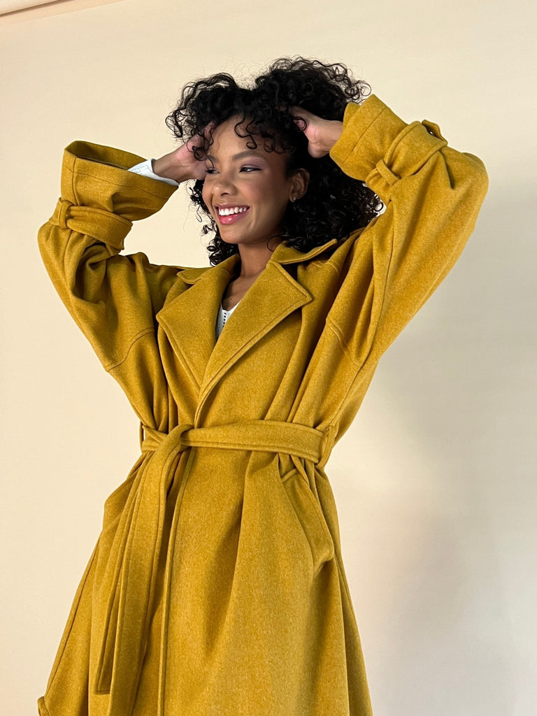 Mustard Wool Trench Coat - Mii