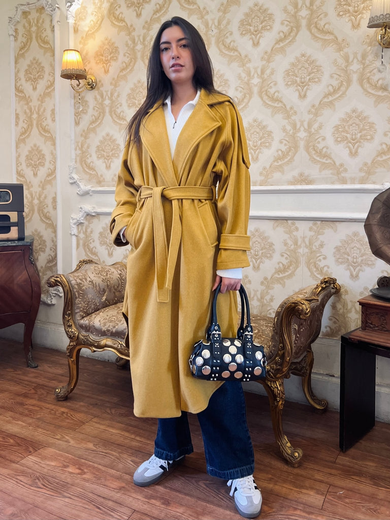 Mustard Wool Trench Coat - Mii