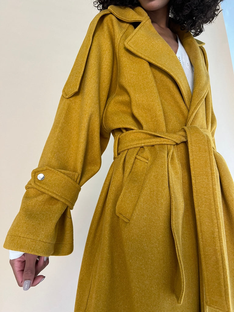 Mustard Wool Trench Coat - Mii