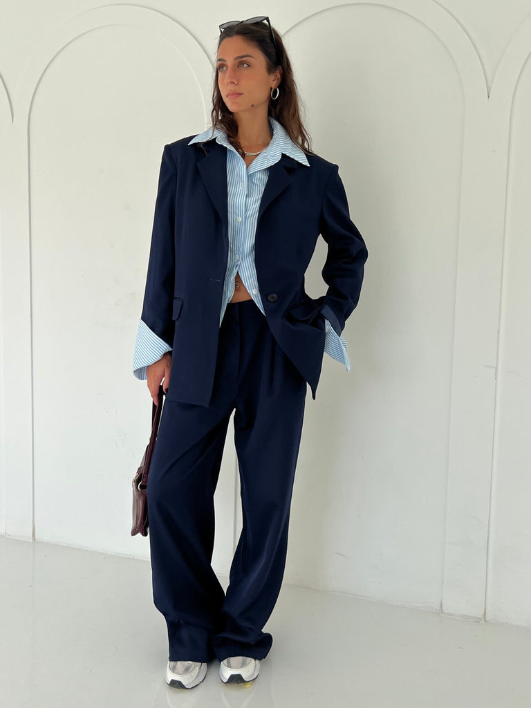 Navy Classic Cut Formal Pants - Mii