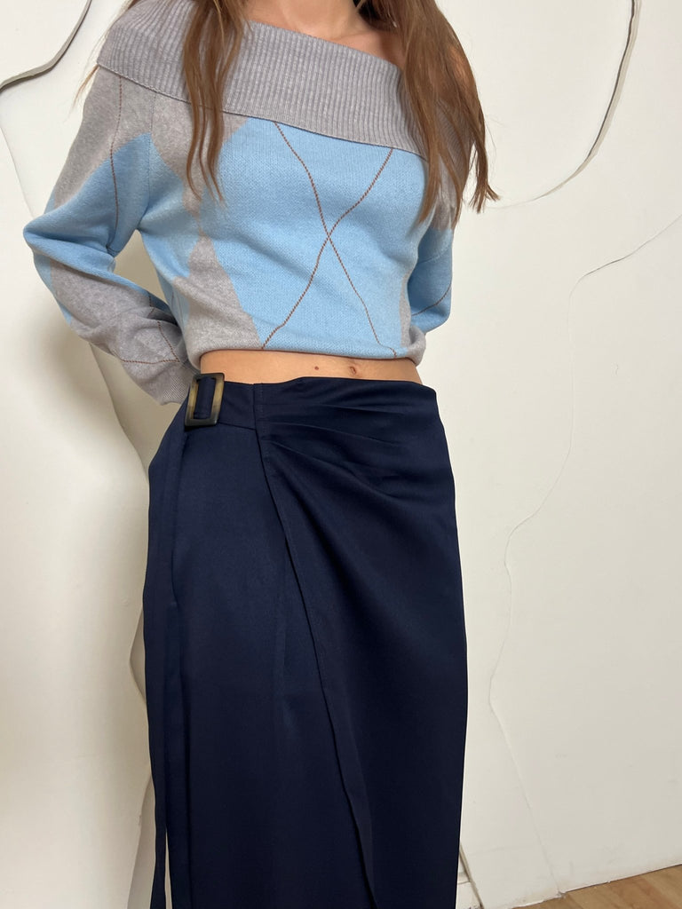 Navy Contour Wrap Pants - Mii