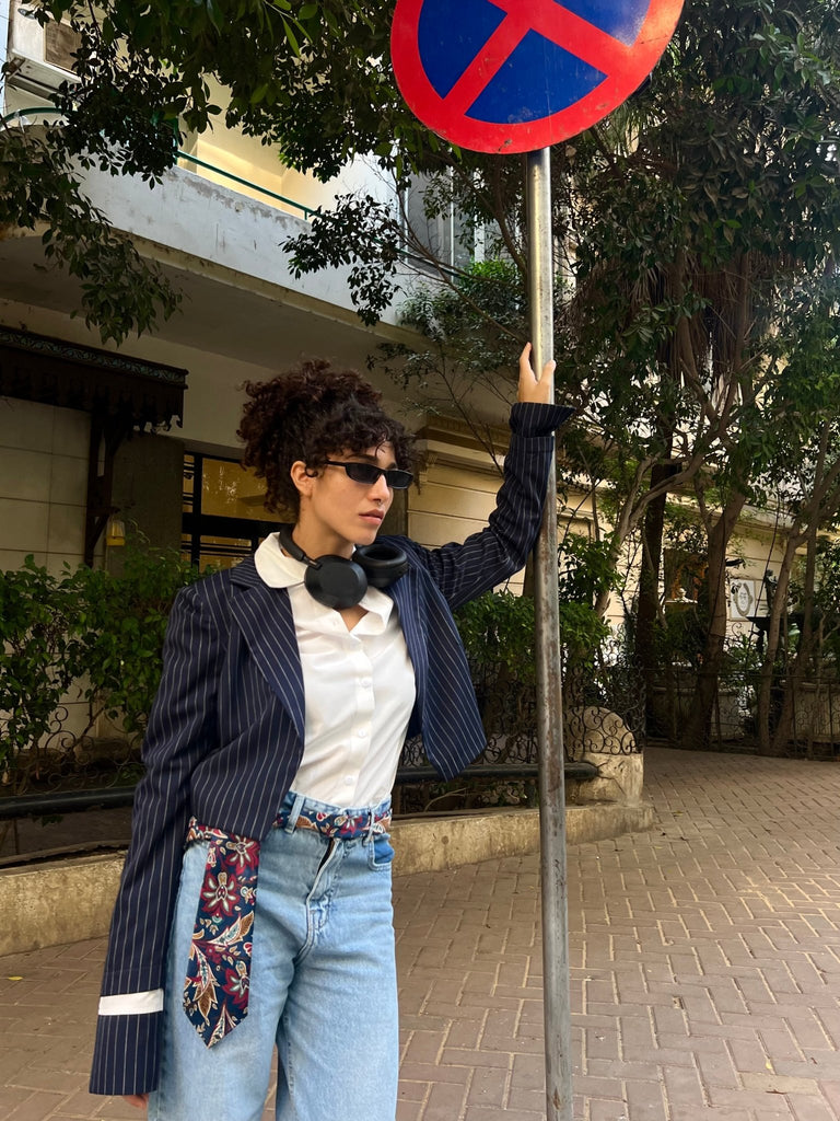 Navy Pinstripe Suit Blazer - Mii