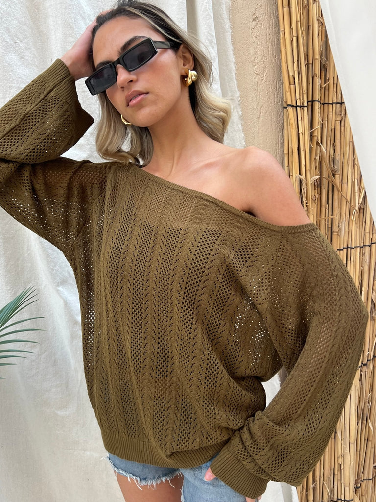 Olive Hollow Out Blouse - Mii