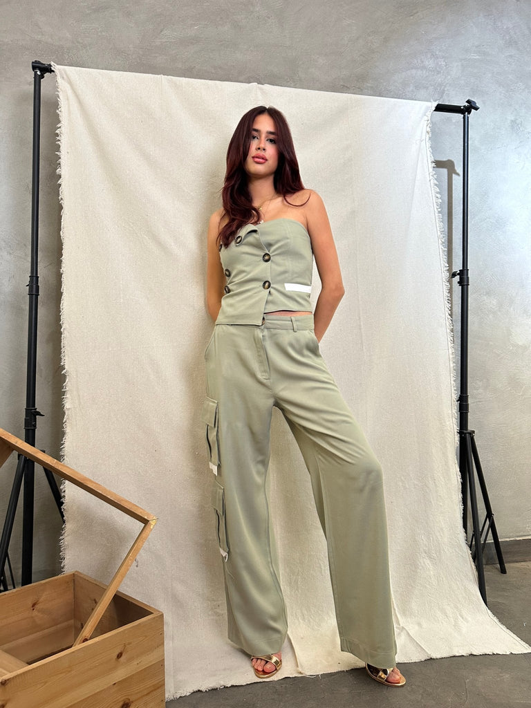 Olive Tailored Sleeveless Vest - Mii