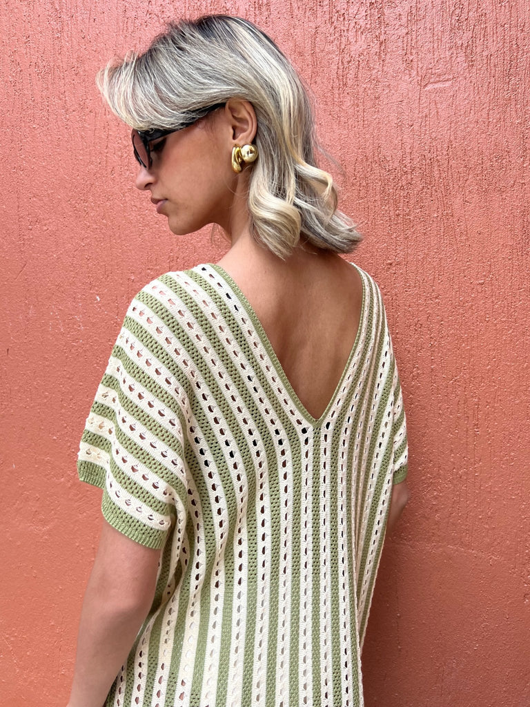 Olive X Beige Pinstripe Coverup - Mii