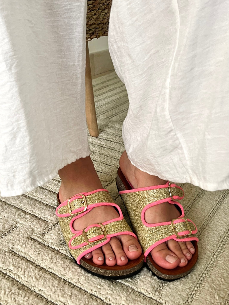 Pink Double Buckle Slides - Mii