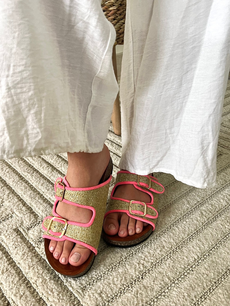 Pink Double Buckle Slides - Mii
