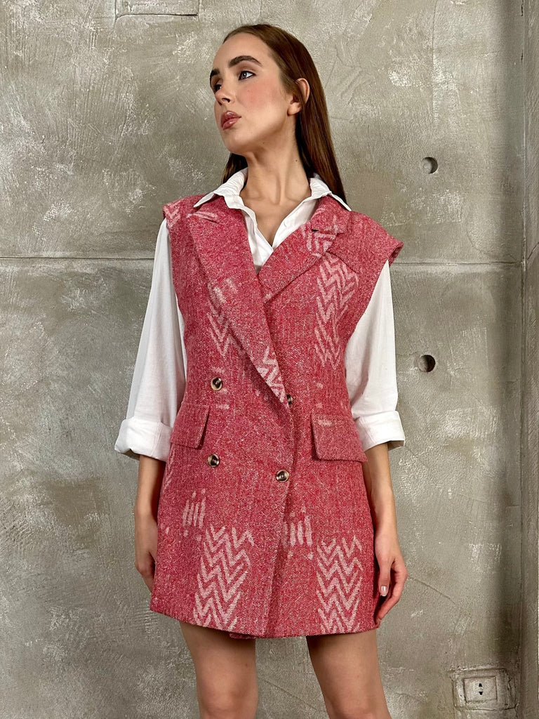 Red Sleeveless Blazer - Mii