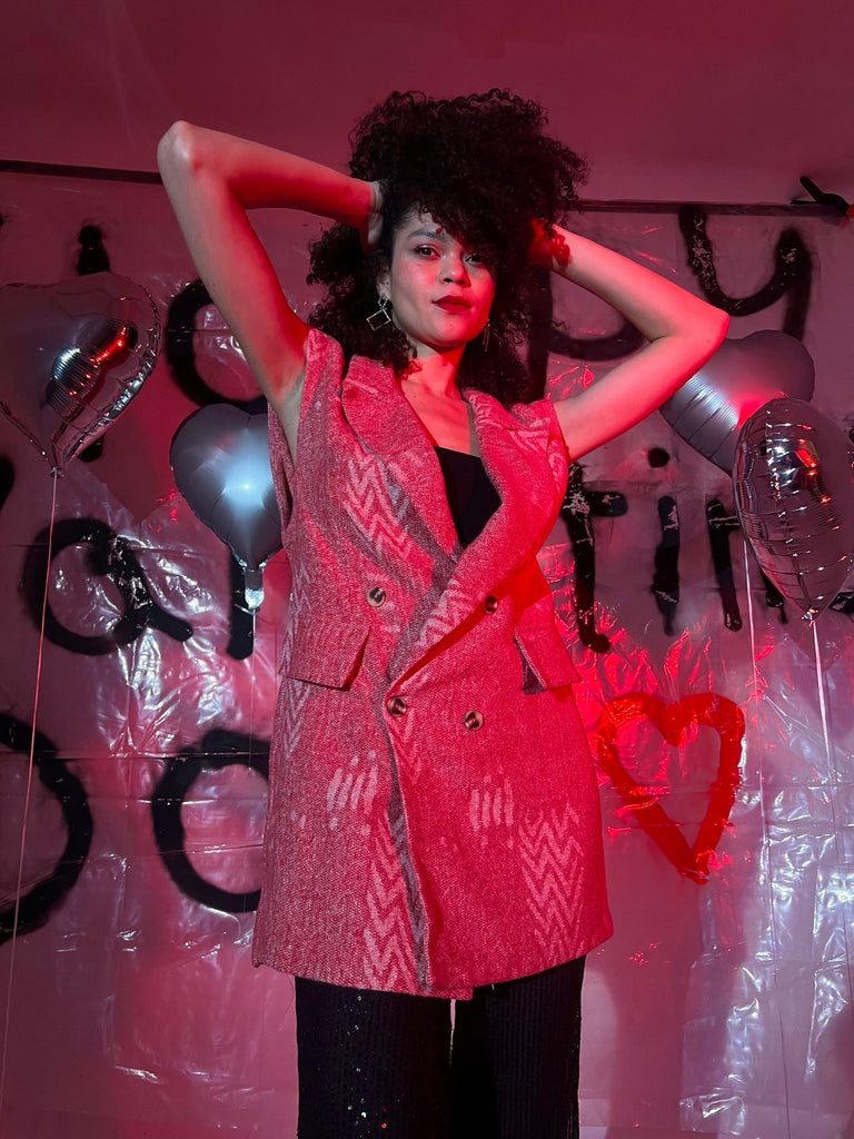 Red Wool Sleeveless Blazer - Mii