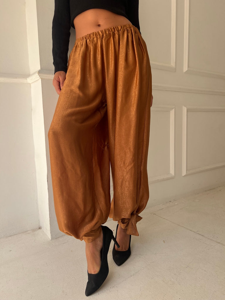 Rust Satin Balloon Pants - Mii
