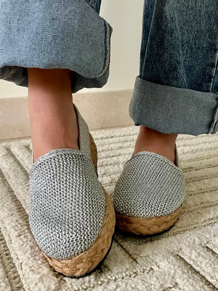 Silver Sparkle Espadrille - Mii