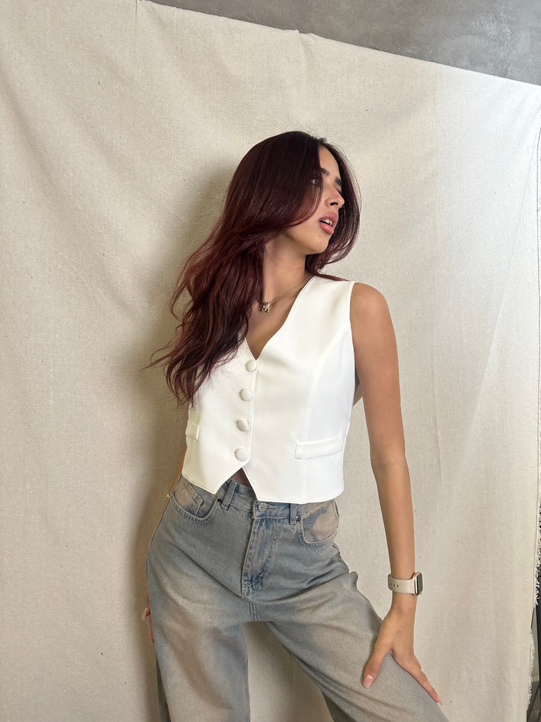 White Classic Waistcoat - Mii