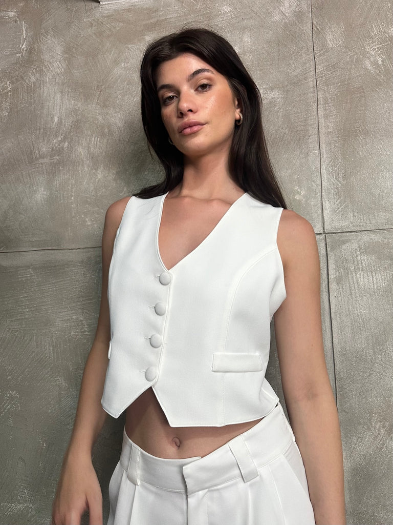 White Classic Waistcoat - Mii