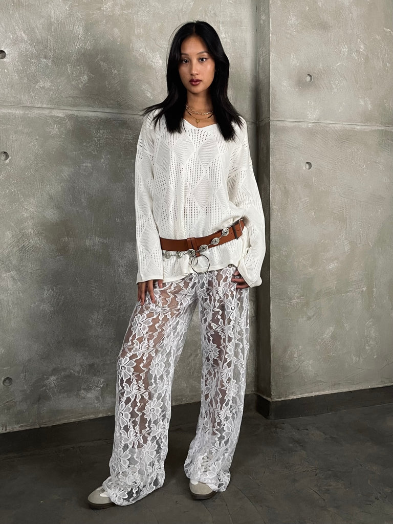 White Lace Pants - Mii