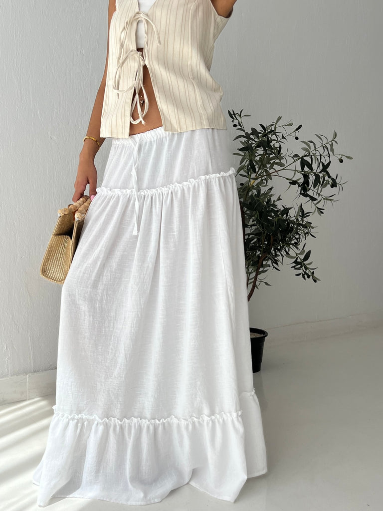 White Layered Boho Skirt - Mii