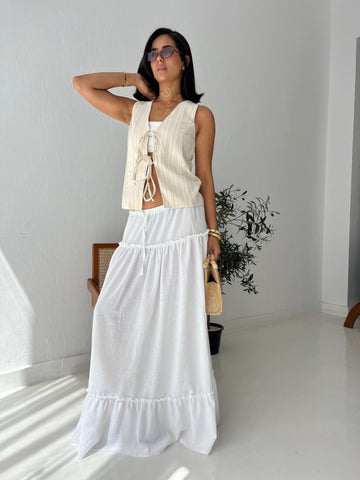 White Layered Boho Skirt - Mii