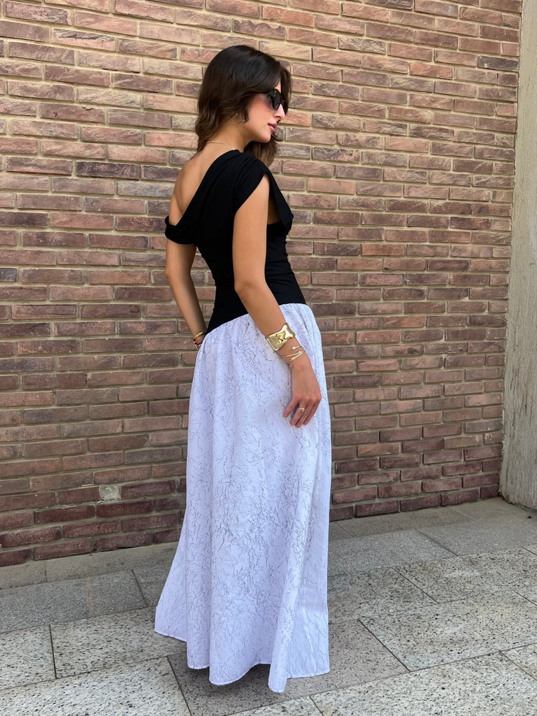 White Off Shoulder Ballerina Dress - Mii