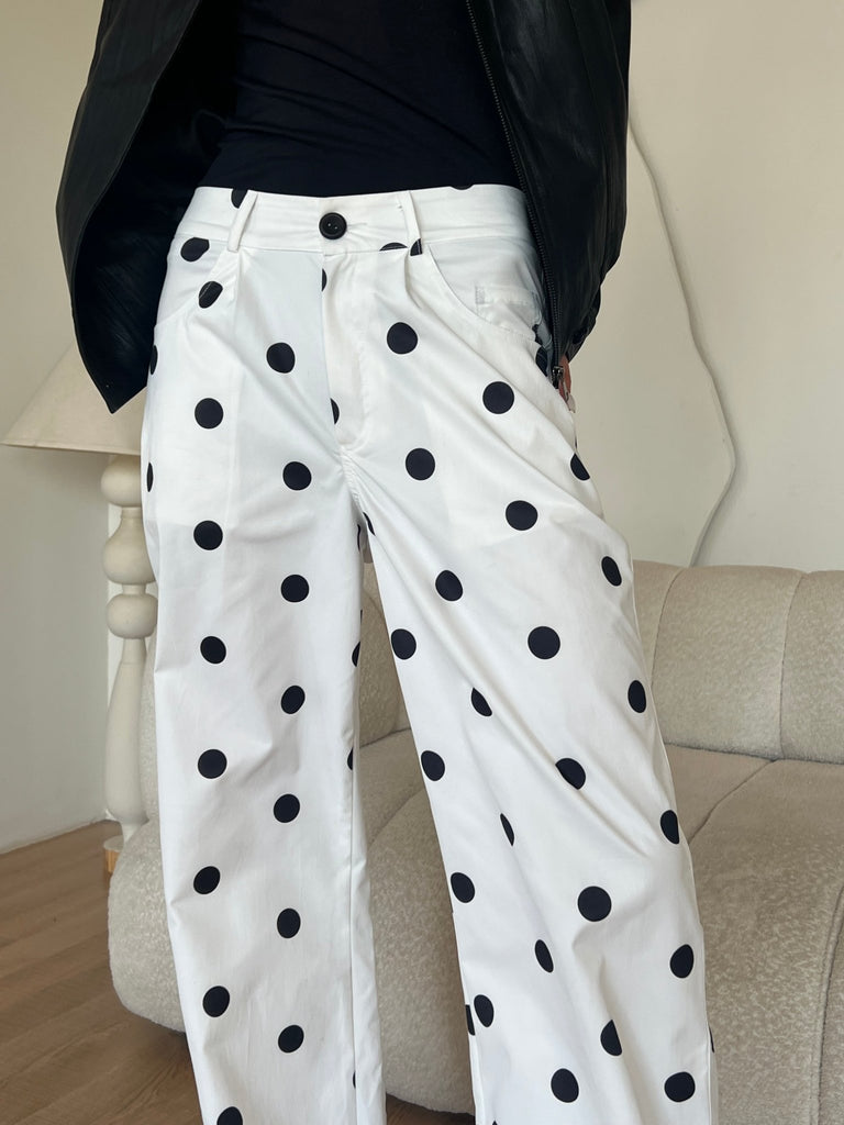 White Polka Dot Pants - Mii