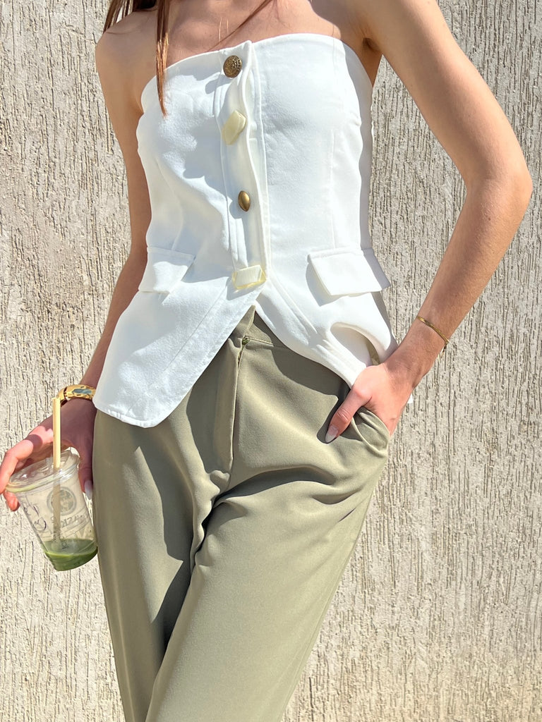 White Strapless Vest - Mii