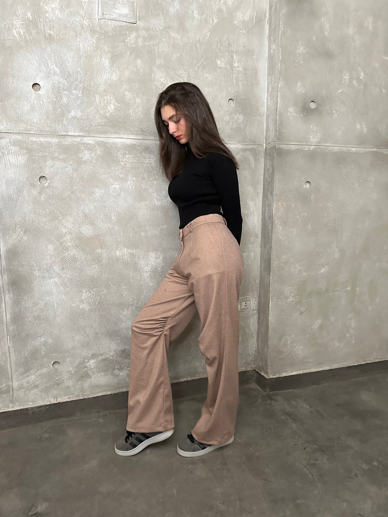 Beige Knee Gathered Pants - Mii