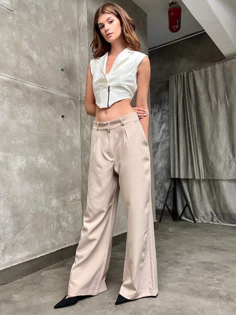 Beige Pleated Pants - Mii