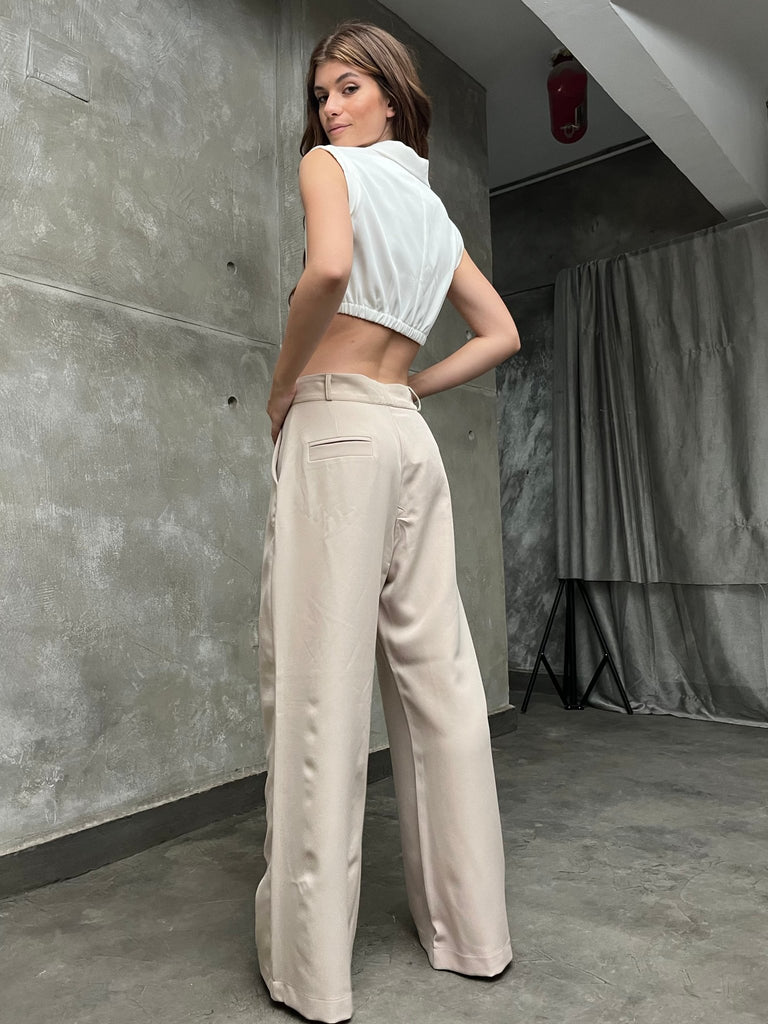 Beige Pleated Pants - Mii