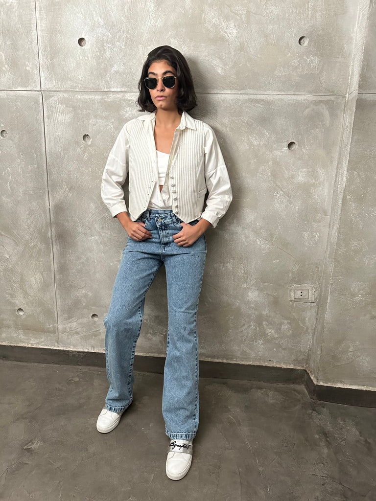 Beige Striped Vest - Mii