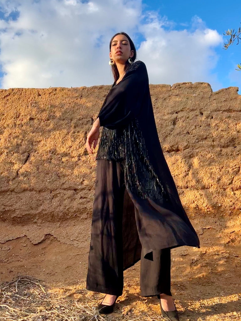 Black Linen Feel Pants - Mii